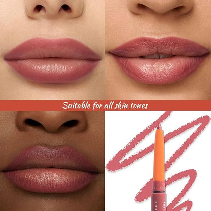 Retractable Matte Lip Liner Pencil, Antique Rose Plump Lip Liners Long-Lasting Creamy Formula for Shaping & Sculpting lip filler pen, Subtle Touch Velvet Pigmented Crayon Lip Liner 03#