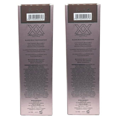 Pack of 2 Makeup Revolution Beauty XX Glow Skin Fauxxdation Luminous Foundation, FX17.5