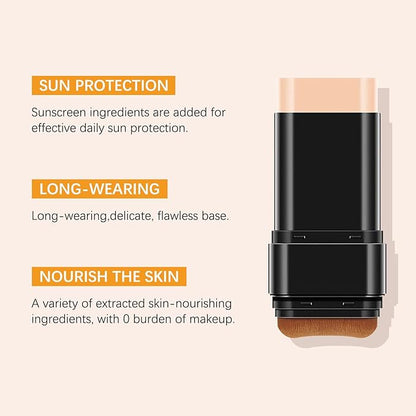 3 In 1 Matte Eraser Foundation Cream Stick，Easily Cover Skin Blemishes，long-lasting concealer and UV protection SPF 50+ foundation cream，Multi-Use Full Coverage Oil Control Makeup Stick (Dark)