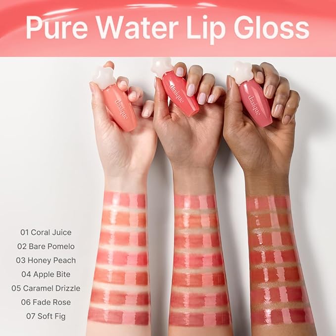dasique Pure Water Lip Gloss 0.09 oz | Variety of Colors | Dewy Gloss | Buildable Gloss Tesxture | Non-Sticky | K-beauty (#14 Coolish)