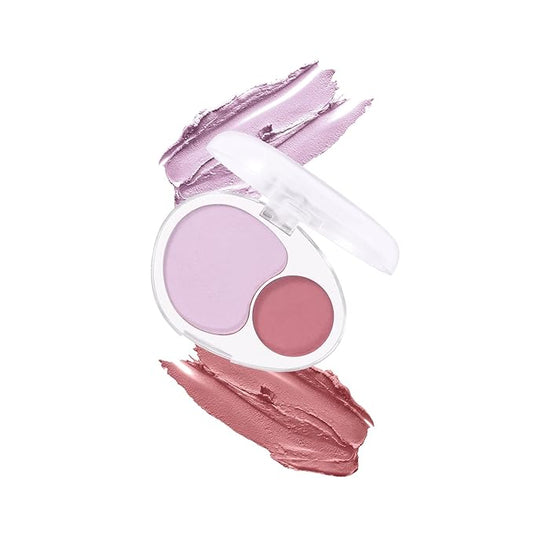 Dual-Tone Face Blush Palette for Cheeks - Waterproof, Long-Lasting, Satin Finish, Creamy Texture, Sculpting, All Skin Tones, Squalane, Highlighting, for Home, Travel, Makeup 2 Tone Tint