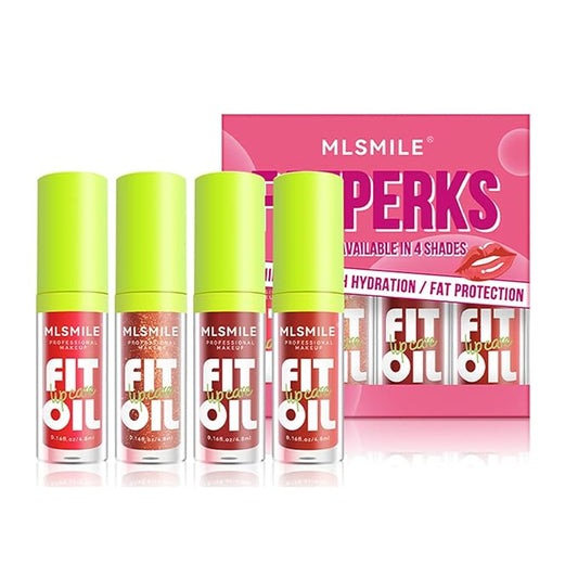 VolksRose 4pcs Lip Gloss Oil Set, Hydrating Lip Glow Oil Lip Gloss, Lipgloss Lipoil Set for Women Girls Teens, Tinted Plumping Lip Gloss Packs, Fat Lip Oil Lip Balm for Dry Lips Nourishing