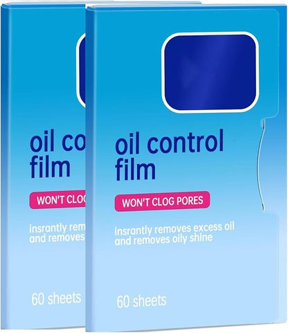 2 Packs Oil Blotting Papers for Face (120 Sheets) - Oil Absorbing Blotting Sheets for Oily Skin, Makeup-Friendly & Portable Oil Wipes