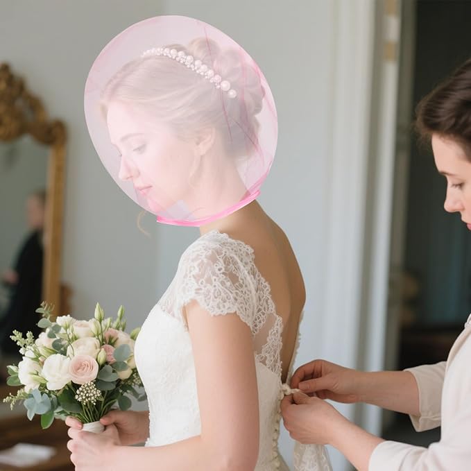 3 Pcs Makeup Protector Hood for Face, Polyester Chiffon Makeup Protector Hood Washable Zipper Closure Face Cover Reusable Make up Faces Cover for Women Beauty (Pink)