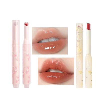 KWOLYKIM 2 Colors Jelly Lipstick & Matte Lipstick, Heart shaped Lip Stain Love Tinted Lip Balm and Velvet Creamy Lip Glaze Hydrating Long lasting Glossy Moisturizing Plumping Lip Makeup