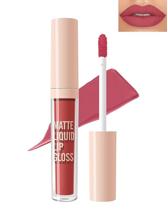 Matte Liquid Lipstick, Nude Red Velvet Lipstick Moisture Smooth Lip Stain Tint, 24H Stay Matte Lipstick, Non-Stick Cup Not Fade Long Wear Waterproof Lip Gloss Lipstick Gift for Women Girls-04#