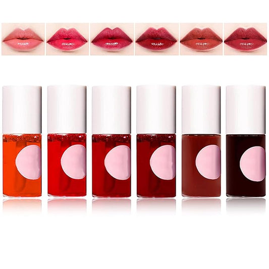 6 Colors Liquid Tint Stain, Korean Lip Gloss Moisturizing Natural Mini Liquid Lipstick, Lip Stain Long Lasting Waterproof, Multi-Use Lip and Cheek Tint Stain (6 PCS)