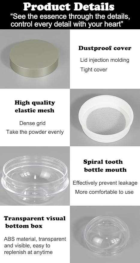 AKOAK Capacity 20 ml(0.67 oz) Empty Reusable Plastic Loose Powder Compact Container DIY Makeup Powder Case with Powder Puff and Elasticated Net Sifter Green