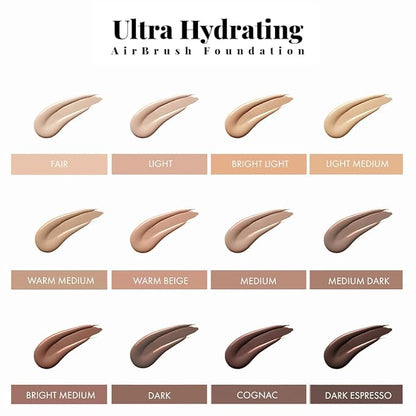 Jerome Alexander Airbrush Foundation Ultra Hydrating, Spray Foundation Makeup with 2x the Active Ingredients, Ultra-Light, Buildable, Full Coverage Formula (Light)