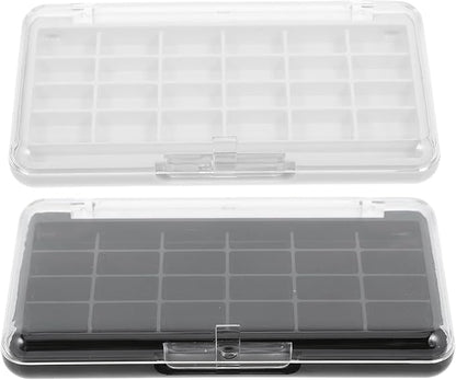 POPETPOP 2 Pcs Empty Eyeshadow Palette, 24 Grids Empty Makeup Palette, Portable Eyeshadow Pan Diy Lipstick Box, Transparent Magnetic Makeup Container