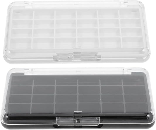 POPETPOP 2 Pcs Empty Eyeshadow Palette, 24 Grids Empty Makeup Palette, Portable Eyeshadow Pan Diy Lipstick Box, Transparent Magnetic Makeup Container