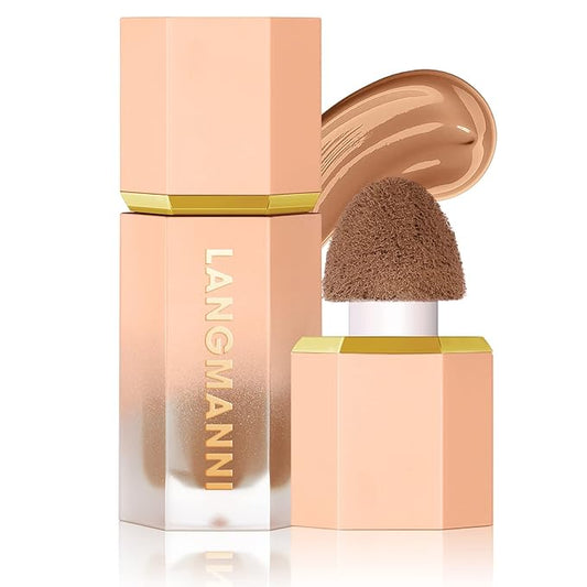 URQT Highly Pigmented Liquid Contour - Built-in Sponge Tip Sculpted Complexion Wand Contour Long Lasting Natural Weightless Buildable Highlighters Contour Contouring Bronzer (#101 GOLDEN SUN)