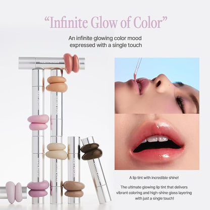 Heart Percent Dote On Mood One Way Glowy Tint, Glass-like High Shine Glossy Finish w/Long-Lasting Luminous Color Lip Stain for Glowy Look, #08. Earthy Brown