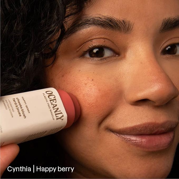 Bundle of ATTITUDE Oceanly Sheer Lip Gloss, Titanium Dioxide-Free, EWG Verified, Plastic-Free, Vegan & Cruelty-free Makeup, Happy Berry, 0.12 Oz + Lightweight Blush Stick, Happy Berry, 0.3 Oz