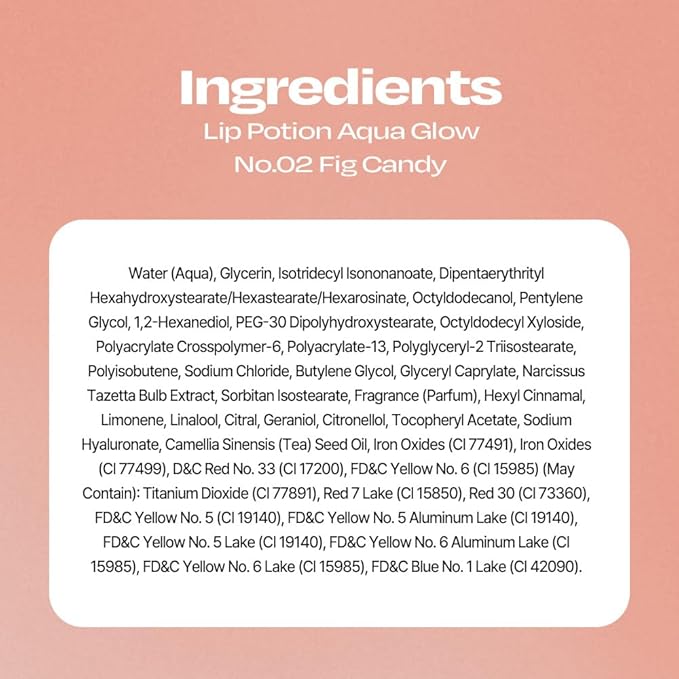 Lip Potion Aqua Glow No.2 Fig Candy | Hydrating, Non-Sticky Gloss with Sheer Radiance | 0.3 Oz