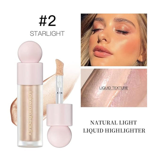 Mysense Liquid Highlighter Makeup, Natural Glow Face Highlighter Stick, Silky Smooth Light Liquid Luminizer, Long Lasting Shimmering Face Illuminator Make up, #02 Starlight