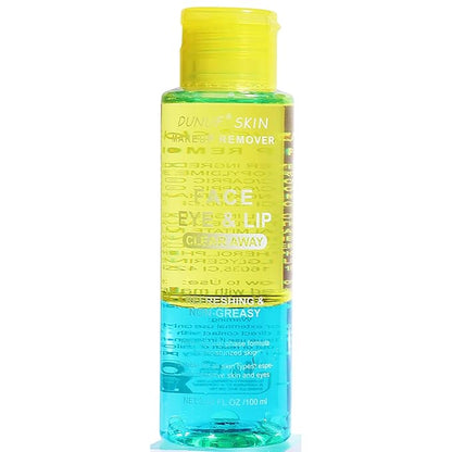 Oil-Free Dual Phase Makeup Remover – Gentle on Sensitive Eyes, Removes Waterproof Makeup | Moisturizing 3-in-1 Formula (100ml YELLOW)