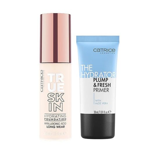 Catrice | True Skin Foundation 01 & The Hydrator Plump & Fresh Primer Bundle | Full Coverage Makeup | Vegan & Cruelty Free