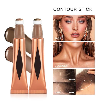 Concealer Stick,Contour Stick Makeup Liquid Highlight and Contour Wand,Cream Contour Stick with Soft Cushion Applicator,Foundation Highlight Makeup Bronzer Stick for Face