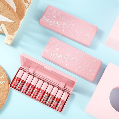 10 Colors Lip Tint Stain Set, Korean Plumping Lip Gloss Watery Lip Stain, Multi-use for Mini Liquid Lipstick & Cheek Tint Long Lasting Vivid Color #02