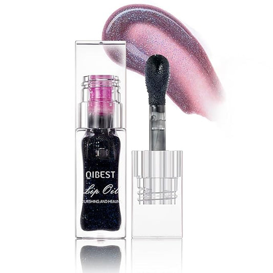 Magic Color Changing Lip Oil Ph, Glitter Lip Gloss, Upgraded Big Brush Head Moisturizing Lip Oil, Color Changing with Temperature, Moisturizing & Sparkling (# 05, 0.3 Oz)