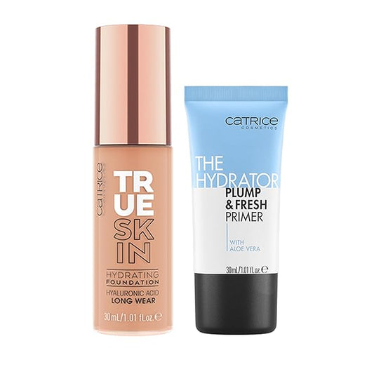 Catrice | True Skin Foundation 33 & The Hydrator Plump & Fresh Primer Bundle | Full Coverage Makeup | Vegan & Cruelty Free