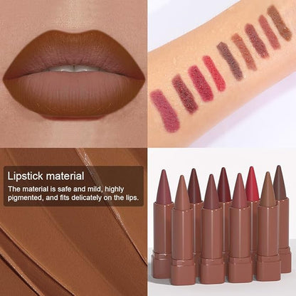 Sculpting Matte Lip Liner pencil,Gradient Matte Lipstick Crayon,Smooth Creamy Texture lip Pencil, Waterproof Smudge Proof Lipstick Pencil,Highly Pigmented Lip Makeup,Vegan Beauty.01#