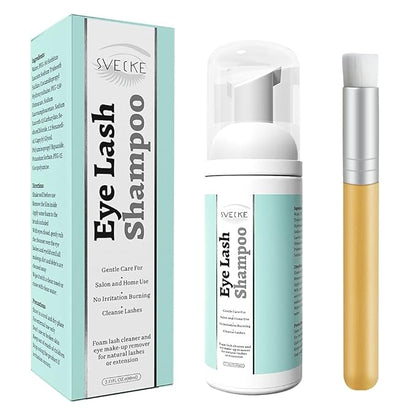Eyelash Extension Shampoo & Brush Lash Eyelid Foam Cleanser Paraben & Sulfate Free 100% Safe for Natural Lashes Non-Irritating Perfect for Salon and Home Use 2 fl.oz