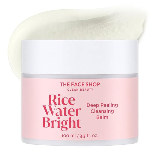 The Face Shop Rice Water Bright Cleansing Balm, Removes Makeup & SPF, 4-in-1 Makeup Remover, for All Skin Types, Korean Rice Extract, Lavender Oil, 100ml / 3.3 fl. oz.