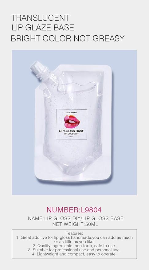 2Pack DIY Homemade Moisturizing Lip Gloss Base, Lip Makeup Primer Basic Lipstick Material, Natural Non-stick Clear Lip Gloss Base Making Lip Gloss Supplies, 2Pack 100ml (Transparent)