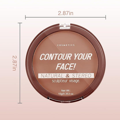 Boobeen 2 Packs Matte Finishing Pressed Powder Contour Palette, Waterproof and Oil-Control Face Contour Bronzer Powder, Non-Caking Natural and Long-Lasting Baked Setting Bronzer Makeup, 5 Colours
