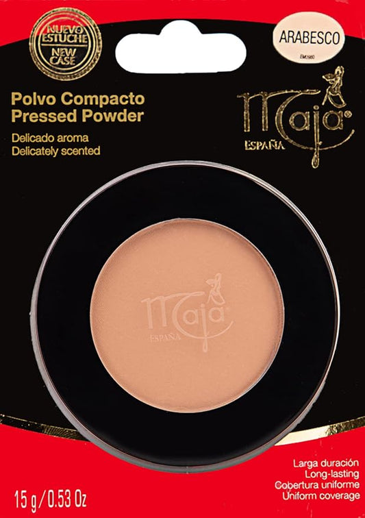 Maja Pressed Compact Powder, Creme Powder for Flawless Uniform Coverage, Skin Matte, Without Shine, Long Lasting Effect, Pressed Powder with Mirror, Arabesco Color, 0.53 Oz, Powder Box (Pack of 2)