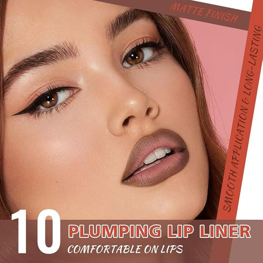 Retractable Matte Lip Liner Pencil, SaddleBrown Plump Lip Liners Long-Lasting Creamy Formula for Shaping & Sculpting lip filler pen, Subtle Touch Velvet Pigmented Crayon Lip Liner 10#