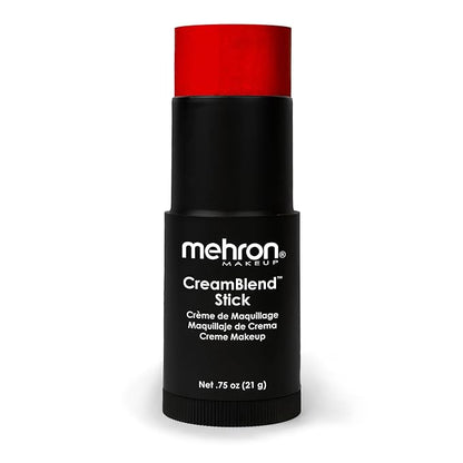 Mehron Makeup CreamBlend Stick | Face Paint, Body Paint, & Foundation Cream Makeup | Perfect for Halloween .75 oz (21 g) (Red)