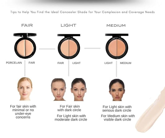 EVE PEARL Dual Salmon Concealer And 202 Concealer Blender Brush Full Coverage Under Brighten Eye Pro Concealer Brush Set Makeup Kit (Deep)