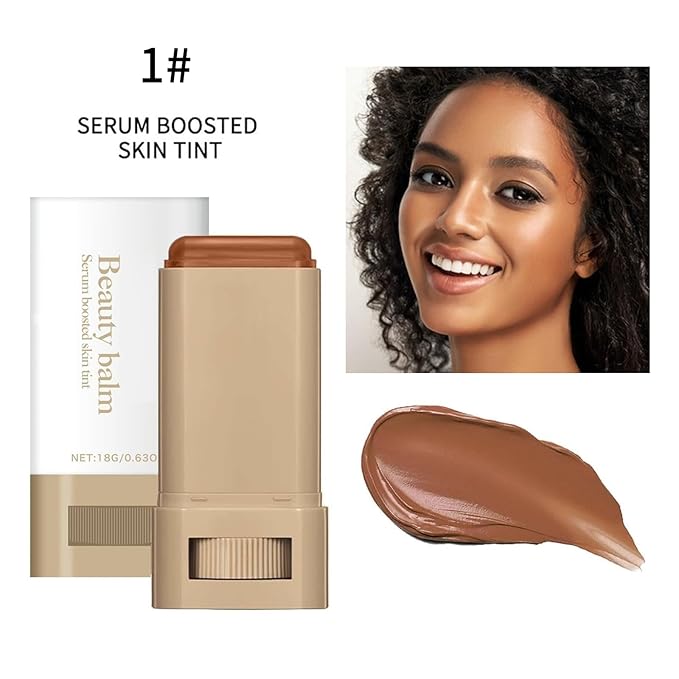 Foundation Stick Beauty Balm Serum Boosted Skin Tint Moisturizing Serum Contour Balm Makeup Suitable for All Skin Tones Create a Natural, Flawless Makeup Skin Tint Stick,01