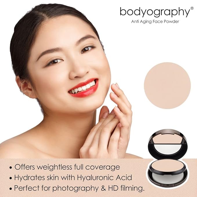 Bodyography Anti Aging Face Powder (Medium): Matte Oil-Free Salon Foundation Powder Makeup w/ Vitamin E, C & Antioxidants | Gluten-Free, Cruelty-Free, Paraben-Free