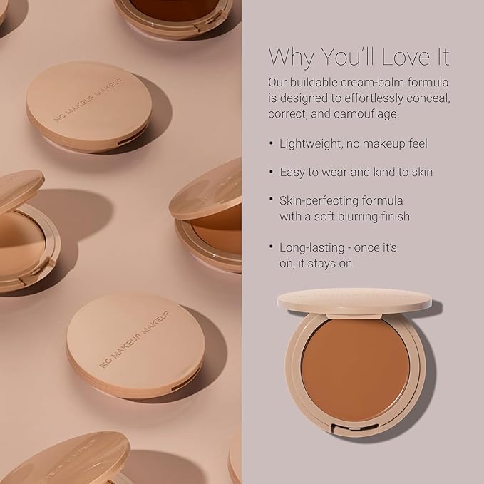 Foundation by No Makeup Makeup | Conceal & Correct with Long-Lasting, Buildable Formula & Lightweight Soft Finish | Cruelty-Free, Vegan, Fragrance-Free | Golden Tan