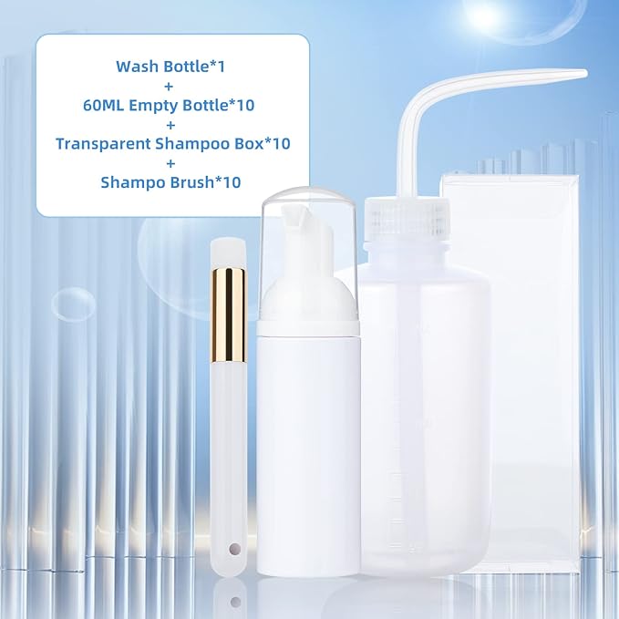 Eyelash Cleaner Concentrate Set Rose 100ml Eyelash Extension Shampoo Natural Foaming Cleanser 60ml Bottled Cleansing Brush Paraben and Sulfate Free Lashes & Salon Home Care Eyelash Shampoo