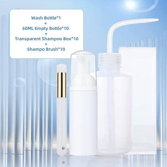Eyelash Cleaner Concentrate Set Rose 100ml Eyelash Extension Shampoo Natural Foaming Cleanser 60ml Bottled Cleansing Brush Paraben and Sulfate Free Lashes & Salon Home Care Eyelash Shampoo