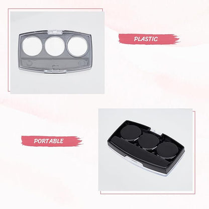 NICENEEDED 10 Pcs Blush Pallet Makeup, Empty Eyeshadow Pans Containers, DIY Eye Shadow Pigment Holder Case Refillable Makeup Storage Box Tricolor Blush Palette for Women
