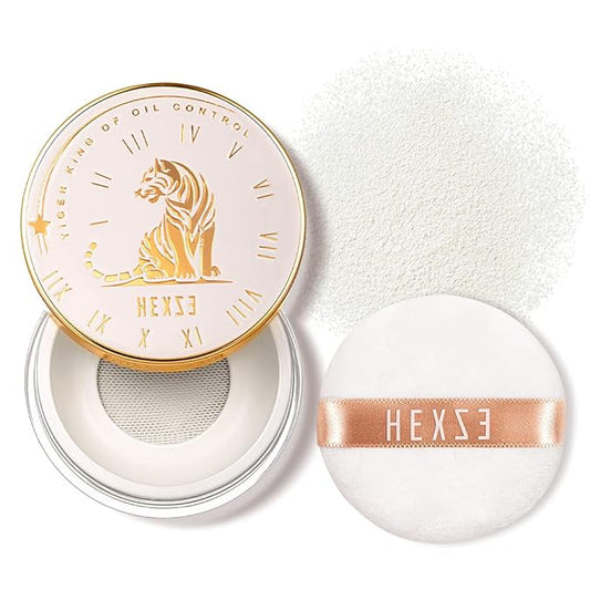 HEXZE Loose Face Powder Mineral,powder Foundation Invisible Blurring Lightweight Long Lasting Setting Powder 0.24 Oz, 04 White