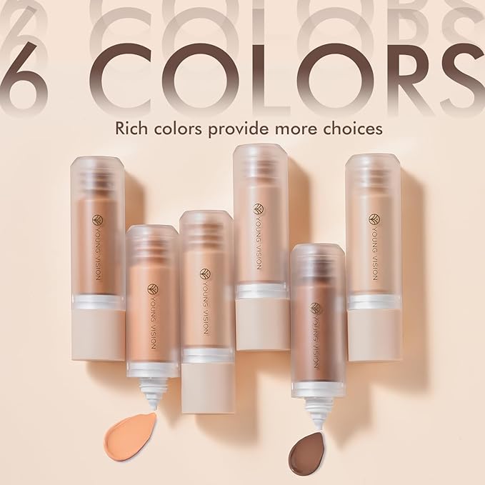 YOUNG VISION Water-Based Liquid Foundation – Full Coverage, Lightweight Makeup for Oily and Combination Skin, Natural Matte Finish, Waterproof and Sweat-Resistant,1.35 fl oz