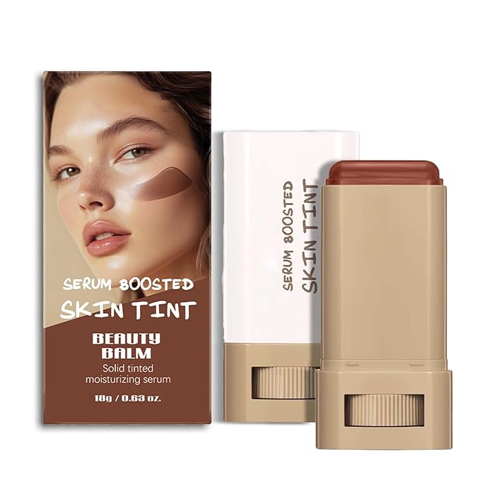 Foundation Stick Beauty Balm Serum Boosted Skin Tint, Solid Tinted Moisturizing Serum Contour Stick Foundation Face Stick for Women, Natural Finish Makeup