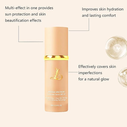 Foundation 4 in 1 - Medium Spectrum With SPF 50+,Full Coverage Concealer, Hydrating Color Changing Foundation Light Spectrum, Waterproof and Sweatproof Suitable for All Skin Types