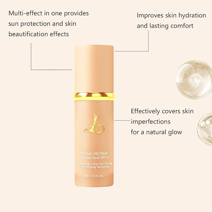 Foundation 4 in 1 - Medium Spectrum With SPF 50+, 2 Pcs Full Coverage Concealer, Hydrating Color Changing Foundation Light Spectrum, Waterproof and Sweatproof Suitable for All Skin Types