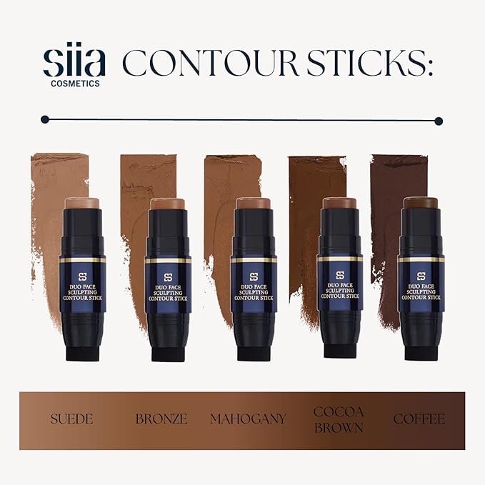 Duo Face Sculpting Contour Bronzer Stick, Dual-Use Applicator for Perfect Sculpt & Blend, Natural Finish, .32 Ounce (Mahogany)