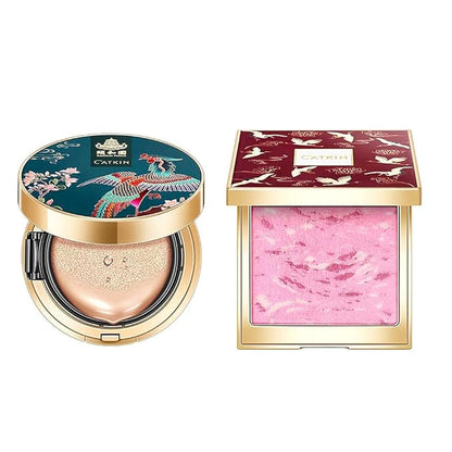 Catkin 2Pcs Makeup Set Includes BB Cream Air Cushion Foundation C01 and Cheek Blush C01