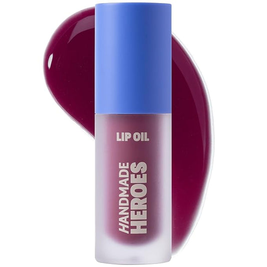 Handmade Heroes 100% Natural Vegan Lip Oil with Squalane Non-Sticky Lip Gloss Moisturizing, Shiny, Nourishing Korean Lip Gloss - Sweet Beet