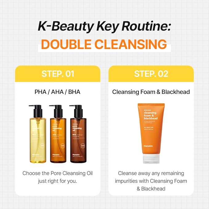 Hanskin Pore Cleansing Oil, Oil Cleanser for Face, Makeup Blackhead Remover, Korean Cleanser for Sensitive Skin [PHA] (10.14 oz)